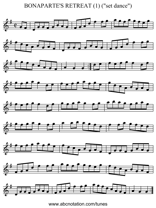 BONAPARTE'S RETREAT (1) (set dance) - staff notation