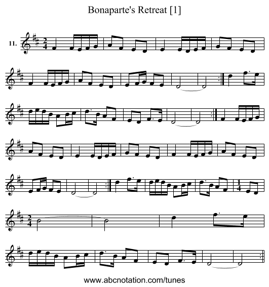 Bonaparte's Retreat [1] - staff notation