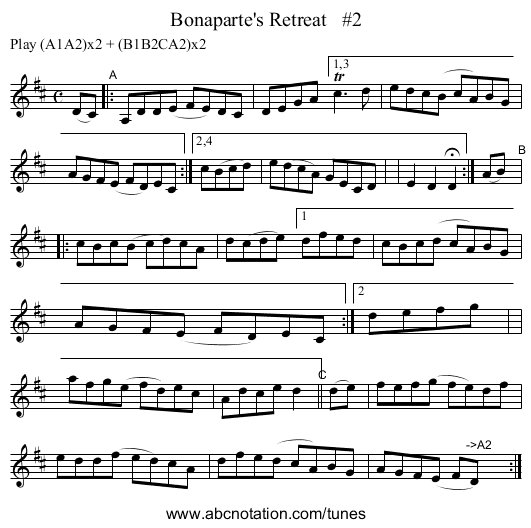 Bonaparte's Retreat #2 - staff notation