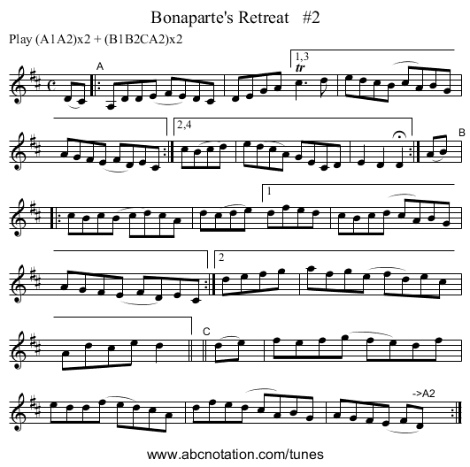 Bonaparte's Retreat #2 - staff notation