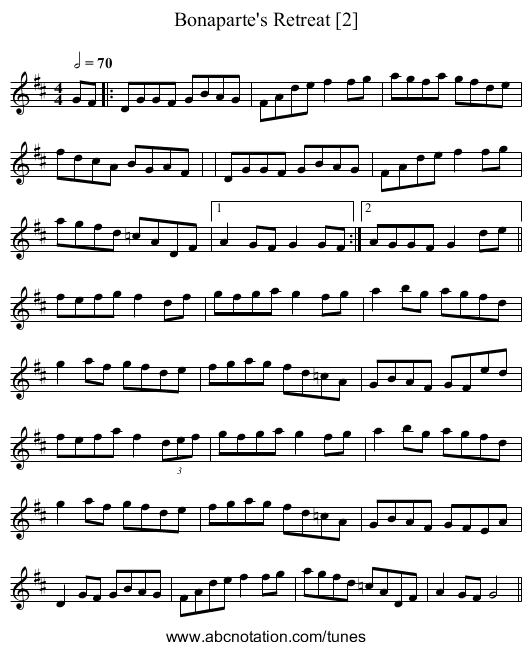 Bonaparte's Retreat [2] - staff notation