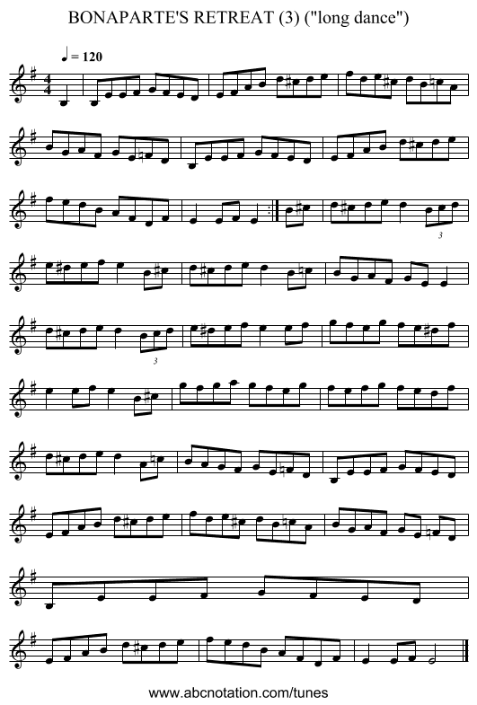 BONAPARTE'S RETREAT (3) (long dance) - staff notation