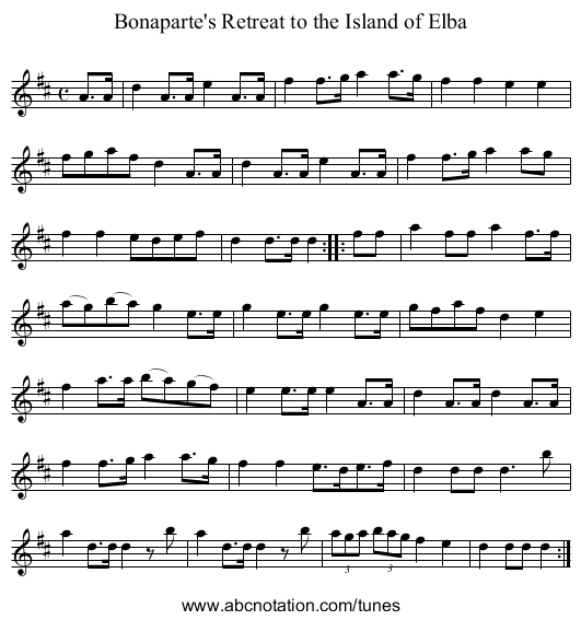 Bonaparte's Retreat to the Island of Elba - staff notation