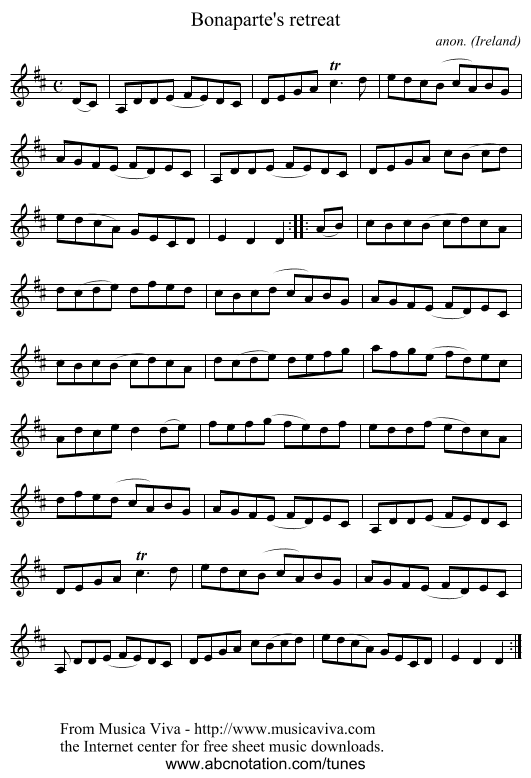 Bonaparte's retreat - staff notation