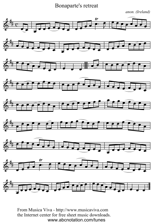 Bonaparte's retreat - staff notation