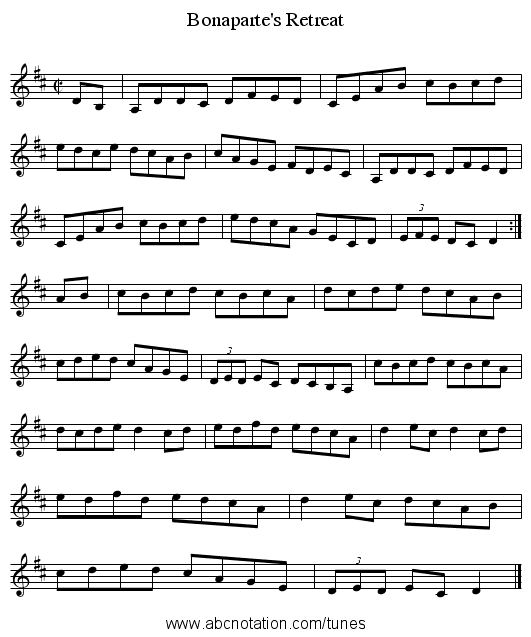 Bonaparte's Retreat - staff notation