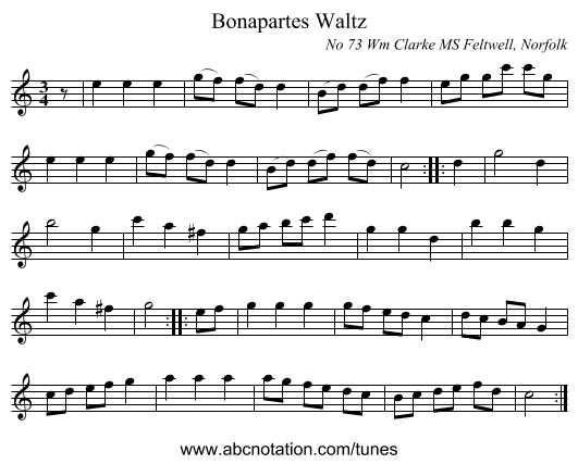 Bonapartes Waltz - staff notation