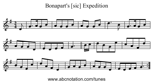 Bonapart's [sic] Expedition - staff notation