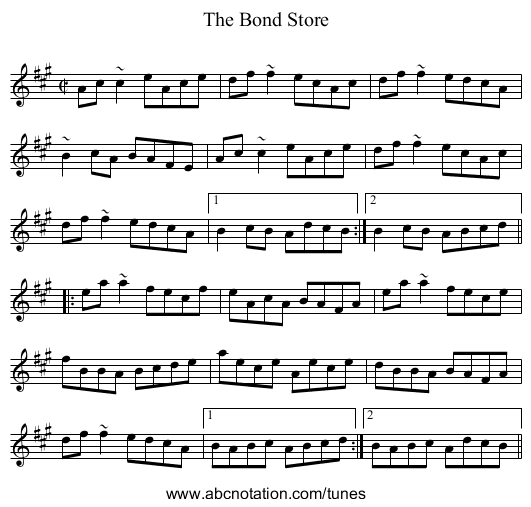 Bond Store, The - staff notation