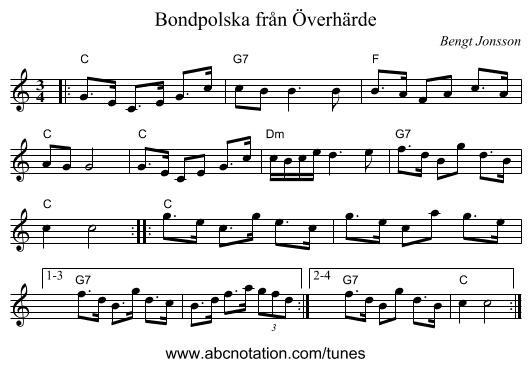 Bondpolska fr&aring;n &Ouml;verh&auml;rde - staff notation