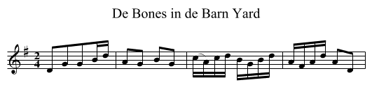 Bones in de Barn Yard, De - staff notation