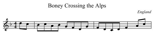Boney Crossing the Alps - staff notation