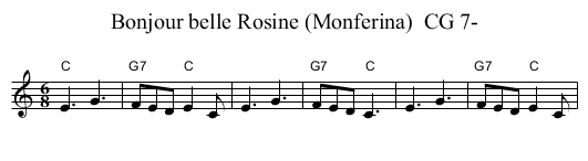Bonjour belle Rosine (Monferina)  CG 7- - staff notation