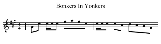 Bonkers In Yonkers - staff notation