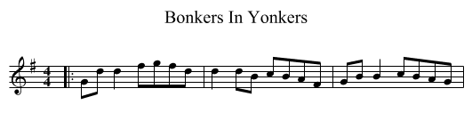 Bonkers In Yonkers - staff notation