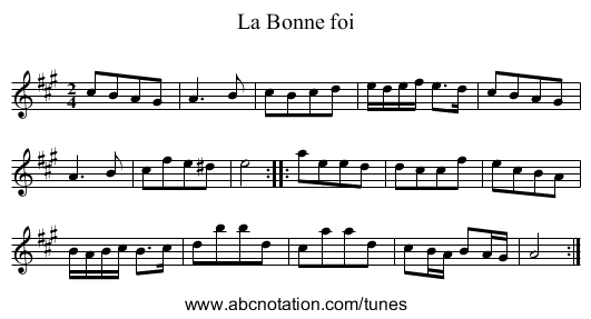 Bonne foi, La - staff notation