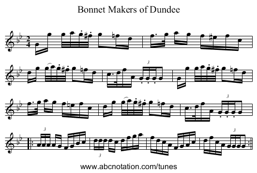 Bonnet Makers of Dundee - staff notation