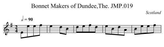 Bonnet Makers of Dundee,The. JMP.019 - staff notation