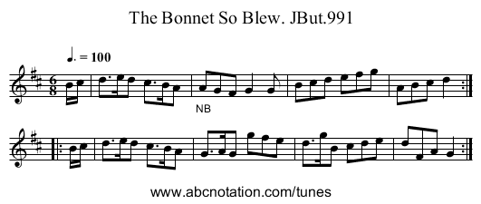 Bonnet So Blew. JBut.991, The - staff notation