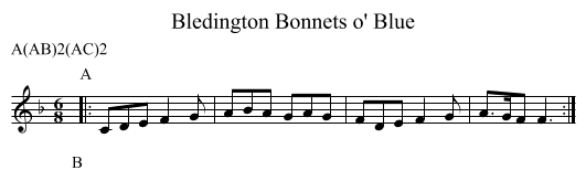 Bonnets o' Blue, Bledington - staff notation