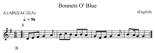Bonnets O' Blue - staff notation