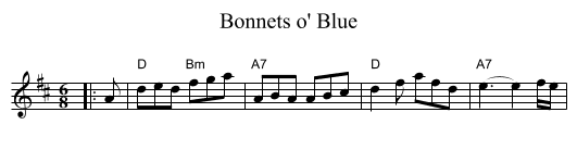Bonnets o' Blue - staff notation