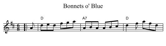 Bonnets o' Blue - staff notation