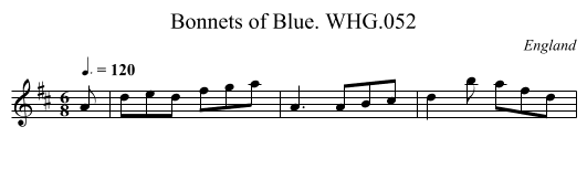 Bonnets of Blue. WHG.052 - staff notation