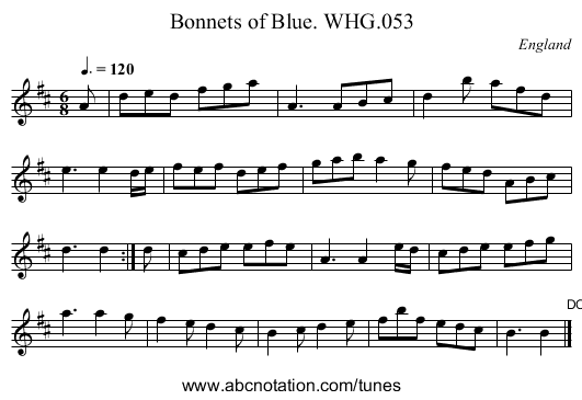 Bonnets of Blue. WHG.053 - staff notation
