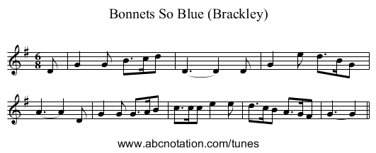 Bonnets So Blue (Brackley) - staff notation