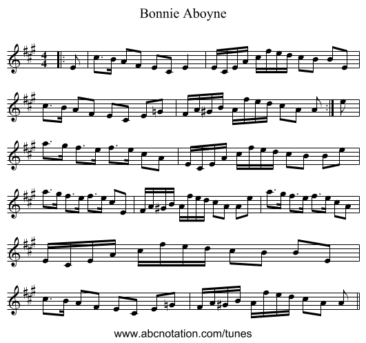Bonnie Aboyne - staff notation