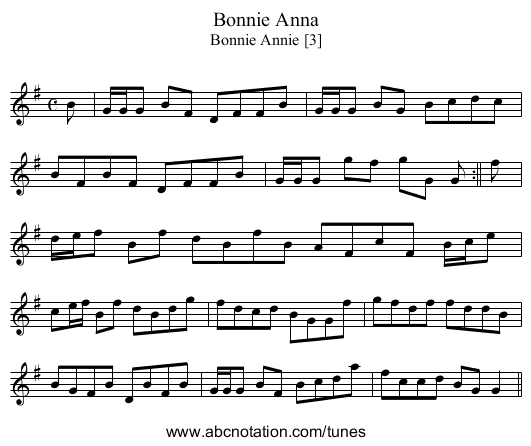 Bonnie Anna - staff notation
