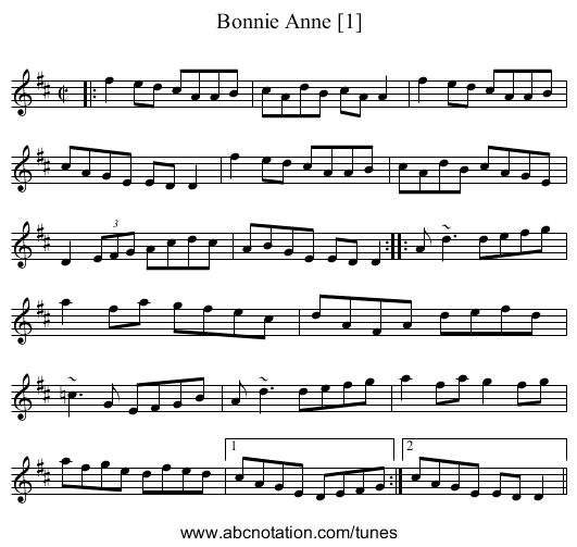 Bonnie Anne [1] - staff notation