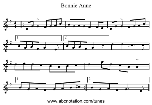 Bonnie Anne - staff notation