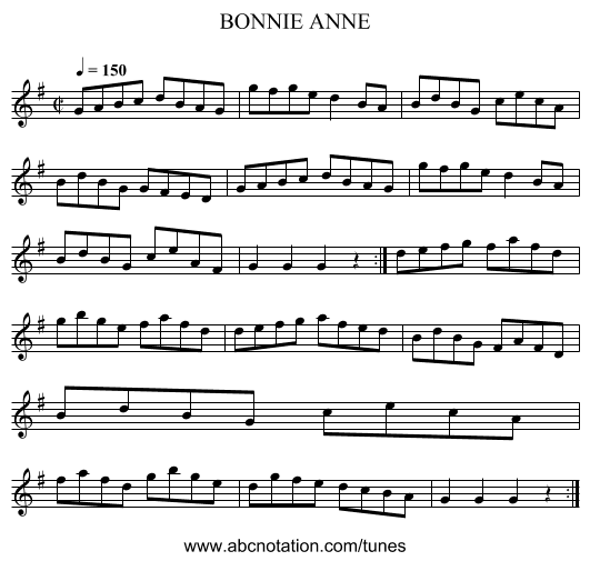BONNIE ANNE - staff notation