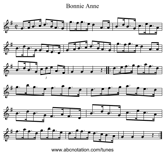 Bonnie Anne - staff notation