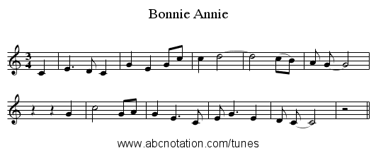 Bonnie Annie - staff notation