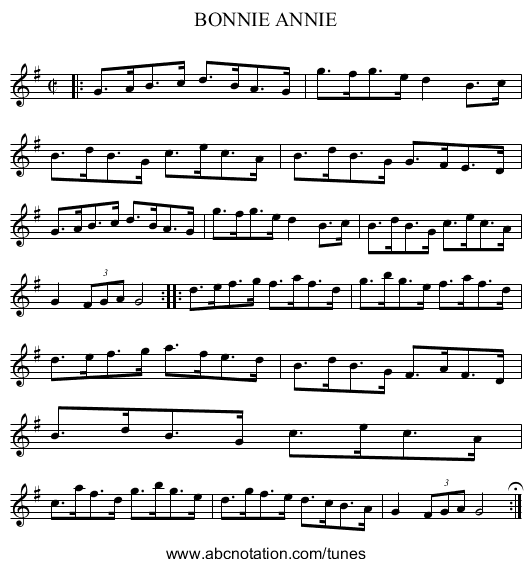 BONNIE ANNIE - staff notation
