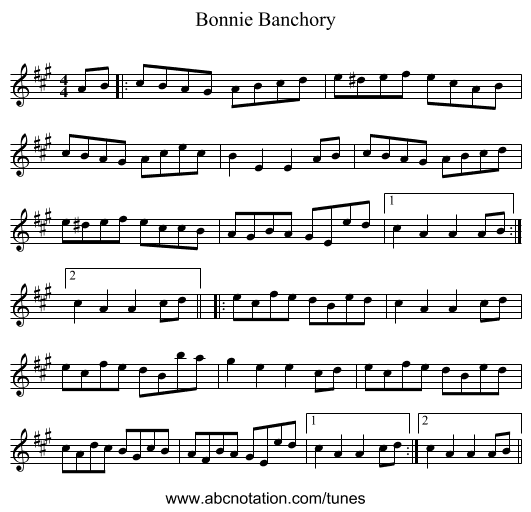 Bonnie Banchory - staff notation
