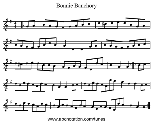 Bonnie Banchory - staff notation