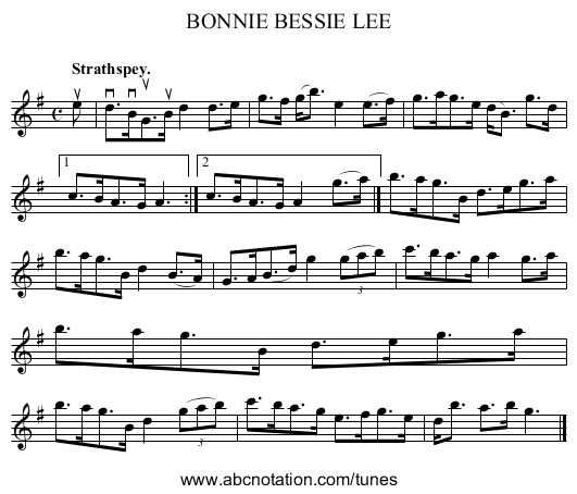 BONNIE BESSIE LEE - staff notation