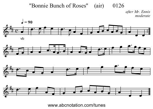 Bonnie Bunch of Roses    (air)      0126 - staff notation