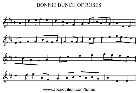 BONNIE BUNCH OF ROSES - staff notation