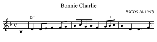 Bonnie Charlie - staff notation