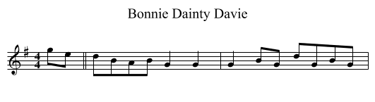 Bonnie Dainty Davie - staff notation
