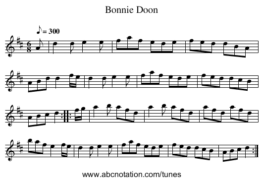 Bonnie Doon - staff notation