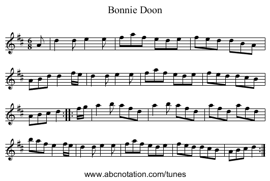 Bonnie Doon - staff notation