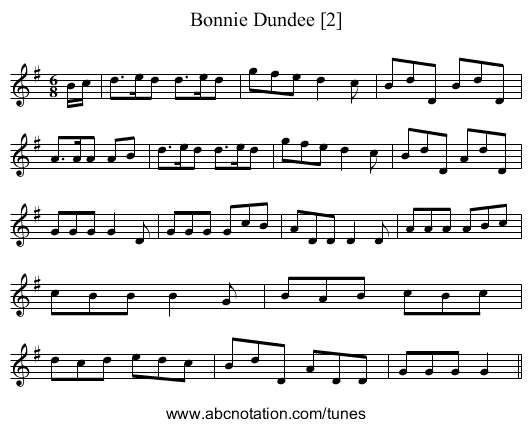 Bonnie Dundee [2] - staff notation
