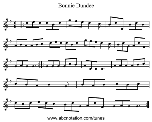 Bonnie Dundee - staff notation