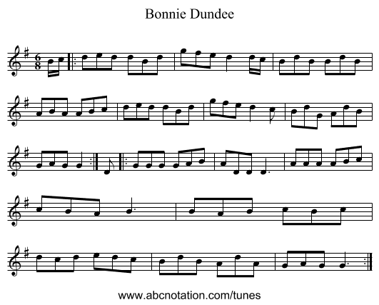 Bonnie Dundee - staff notation